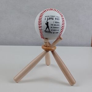 Inspirational Baseball Display with Wooden Stand NEVER FORGET THAT I LOVE YOU...